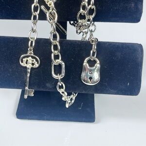 Gold Chain Link Belt With Toggle Clasp. Detailed Key and Lock Charms EXC